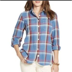 Ralph Lauren Plaid Cotton Twill Shirt Blue Red 3X